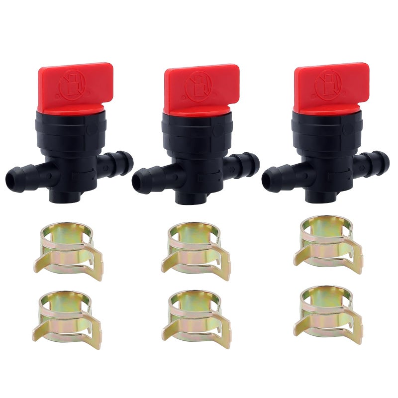 HIPA 494768 698183 Fuel Shut Off Valve 1/4" In Line Fuel Gas Shut Cut Off Valve for Lawn Mower Fuel Shutoff Replace AM36141 AM107340 3Pack - Image 1